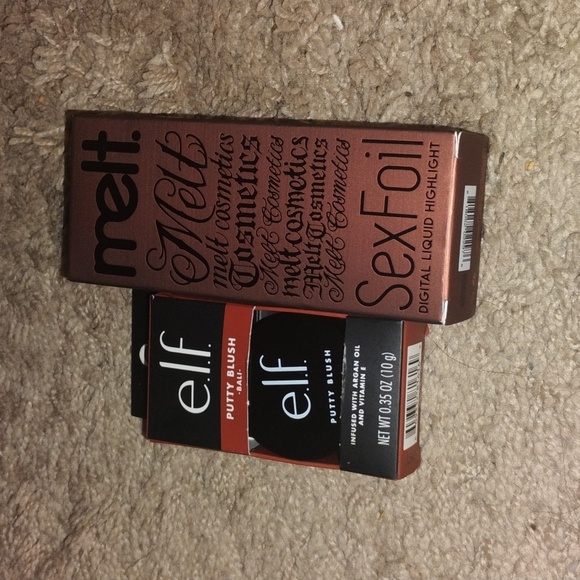 Melt Cosmetics SexFoil Liquid Highlight in Brown Packaging and ELF Putty Blush - Picture 5 of 7